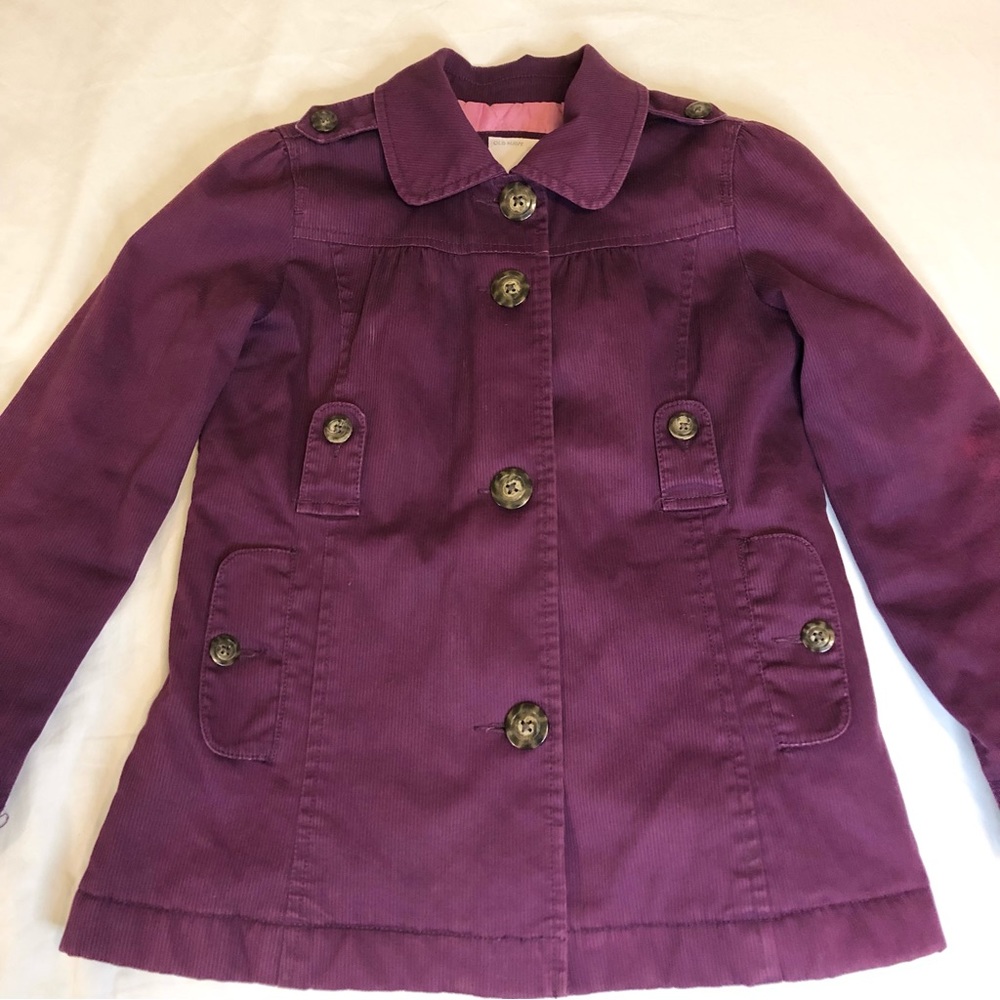Old Navy Girls Cranberry Color Button Up Coat Size Medium
